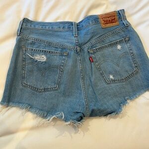 Levi's Light Blue Distressed Jean Shorts